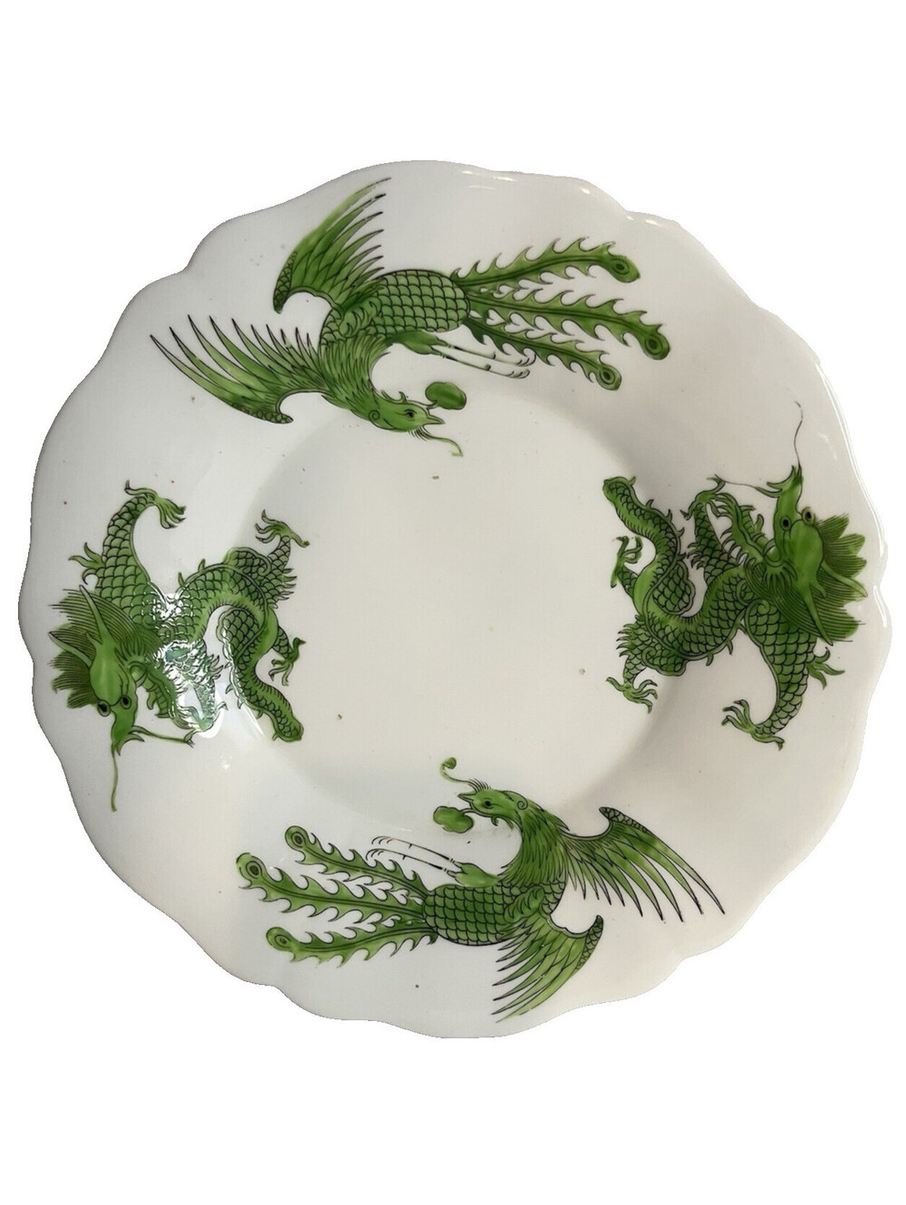 Joseph Machin England 18C Antique Tea Set Green Dragon Pheonix 14 Piece